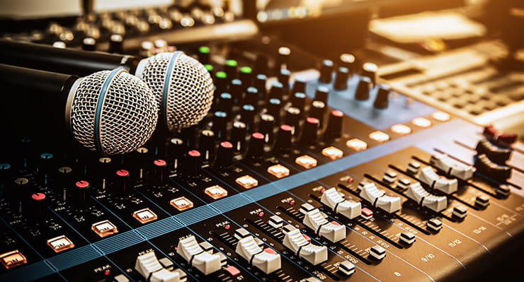 Two Microphones on a DJ Console