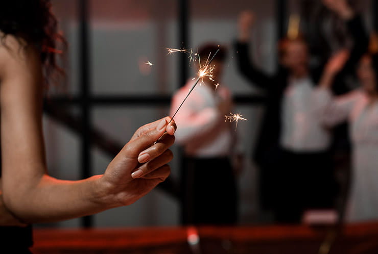 Woman Holding a Sparler at Island Resort Casino